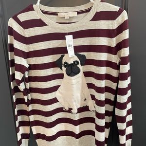 NEW Loft Ann Taylor Pug Puppy Sweater XS